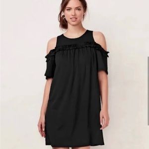 Lauren Conrad Black cold Shoulder Ruffle Dress